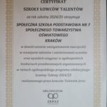 Nasza Szkoła z&nbsp;Certyfikatem Szkoły Łowców Talentów!